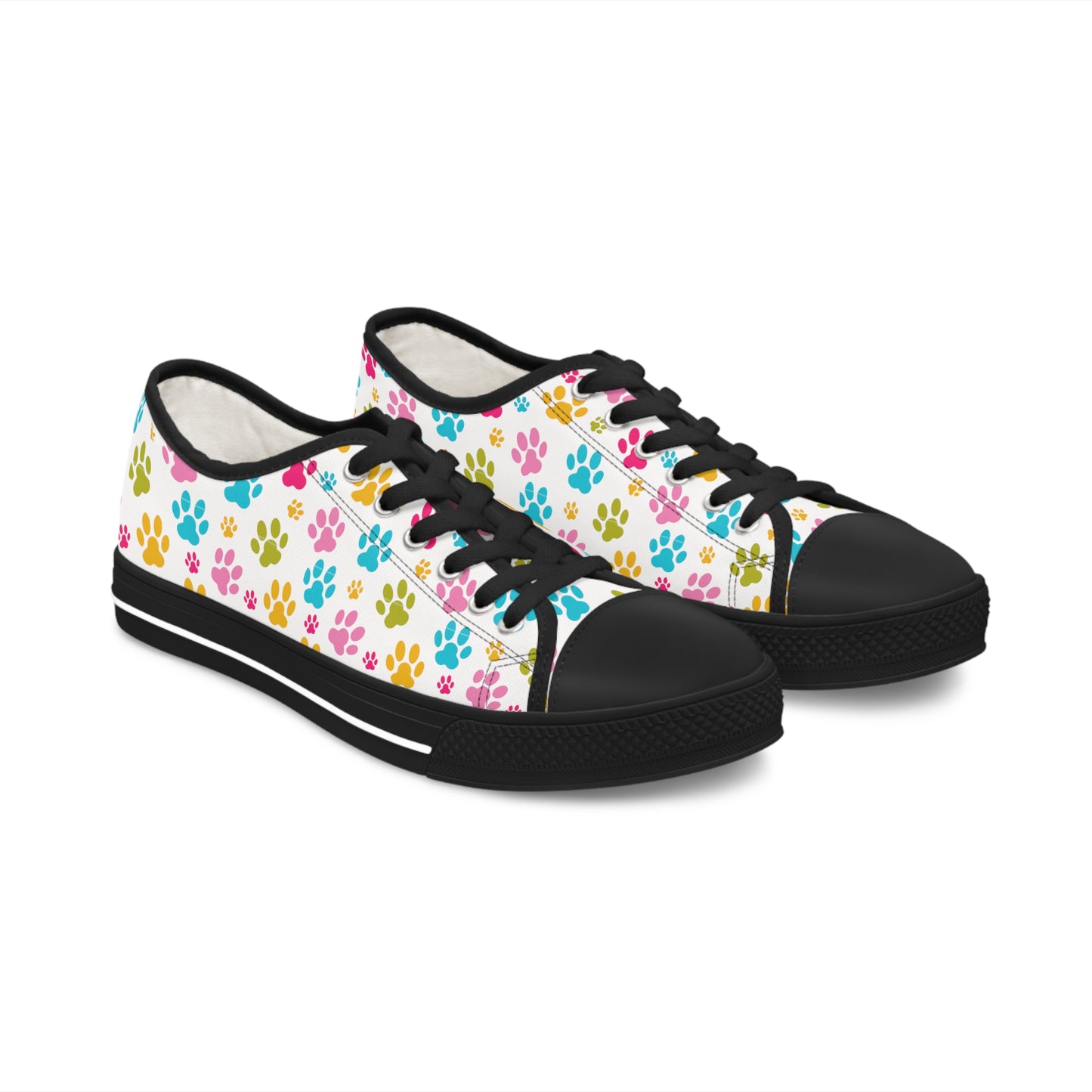 Paw Print Women's Low Top Sneakers Black sole