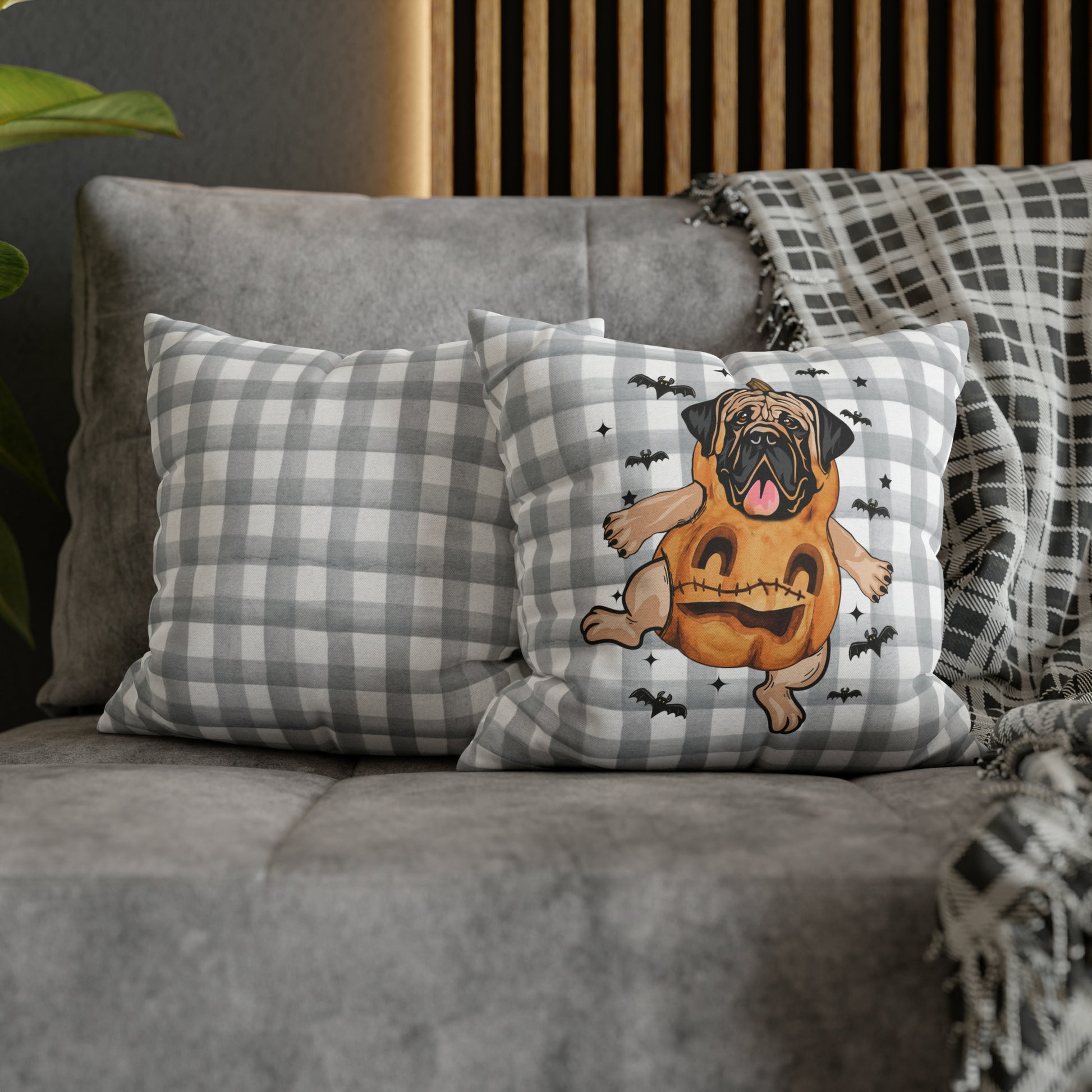 Halloween Mastiff Spun Polyester Square Pillow Case