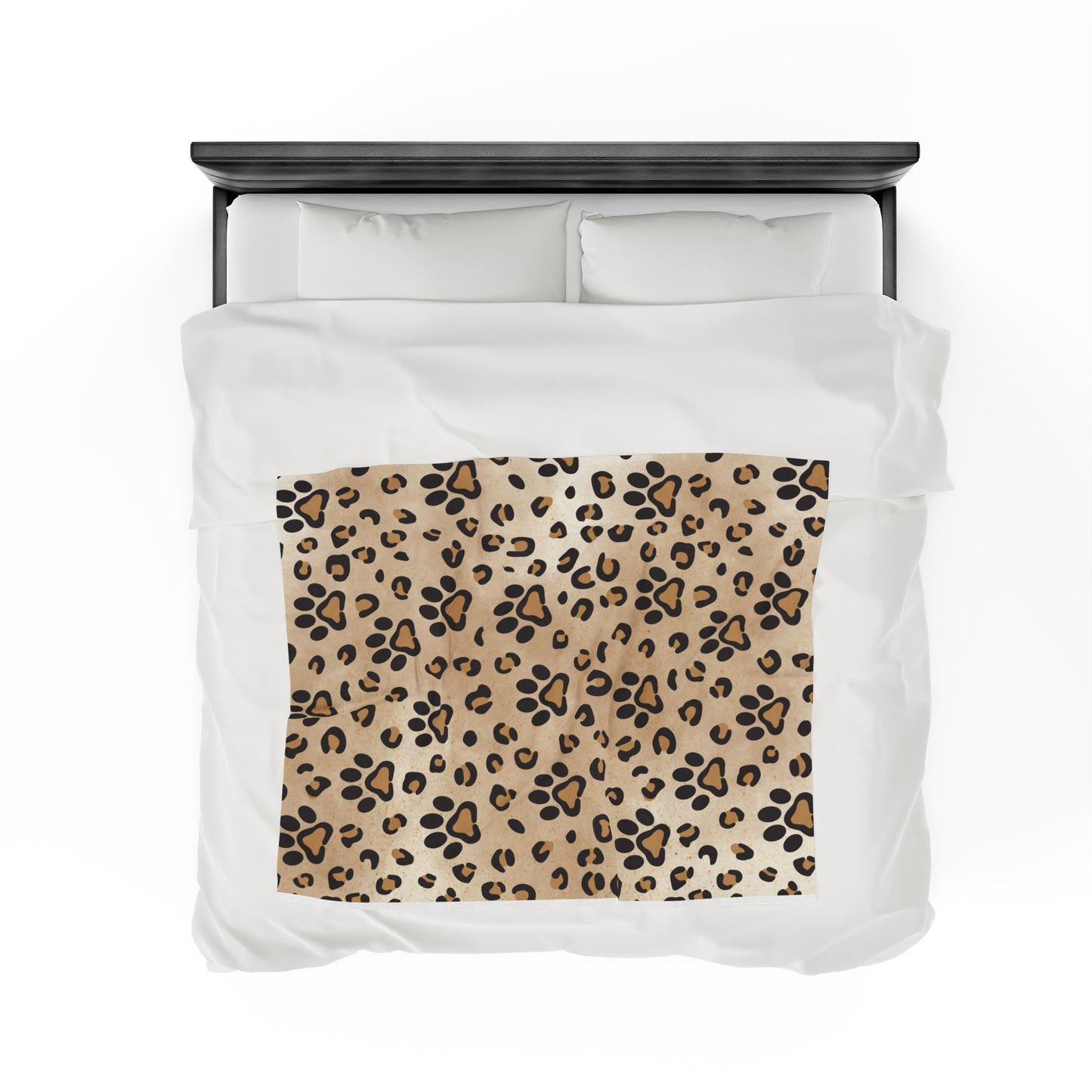 Leopard Paw Print Velveteen Plush Blanket