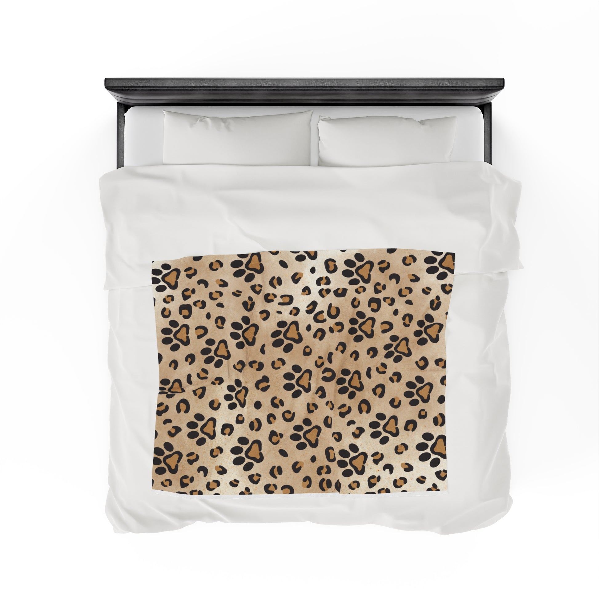 Leopard Paw Print Velveteen Plush Blanket