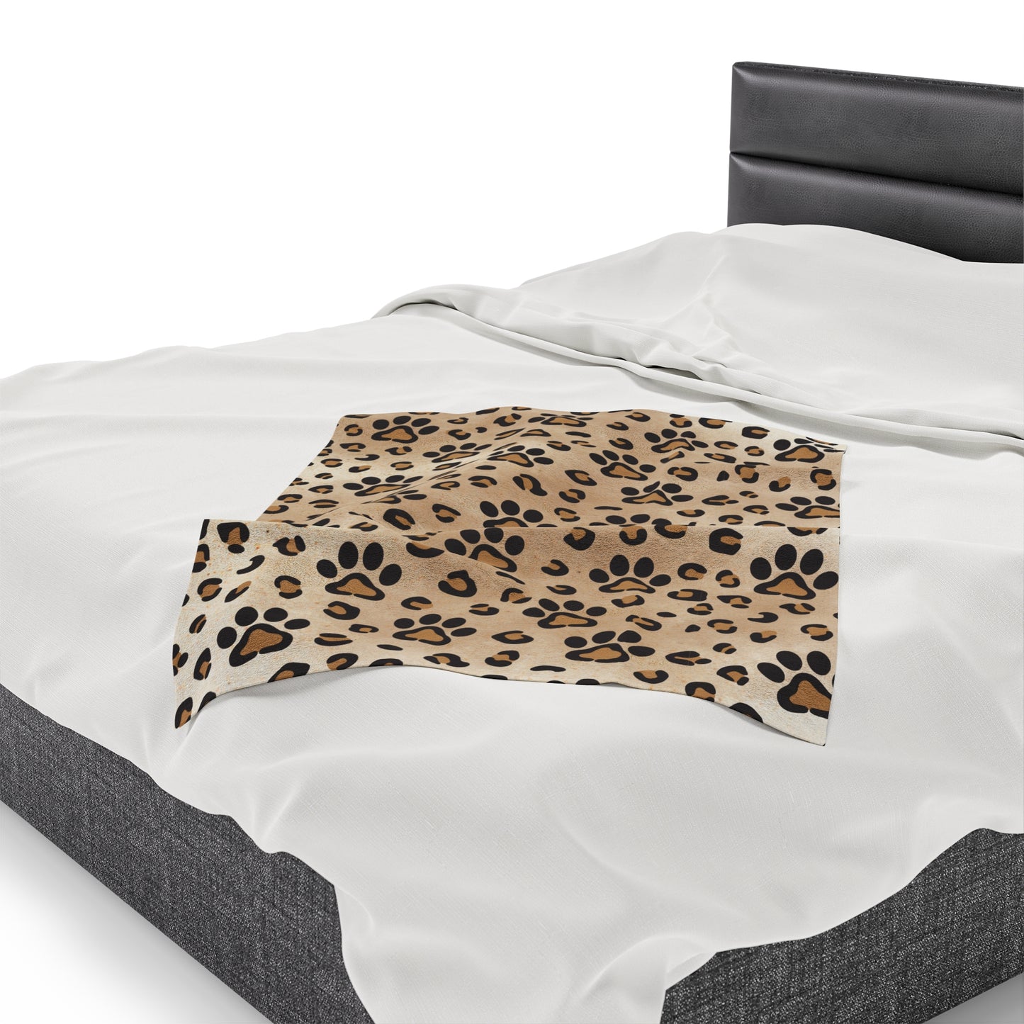 Leopard Paw Print Velveteen Plush Blanket