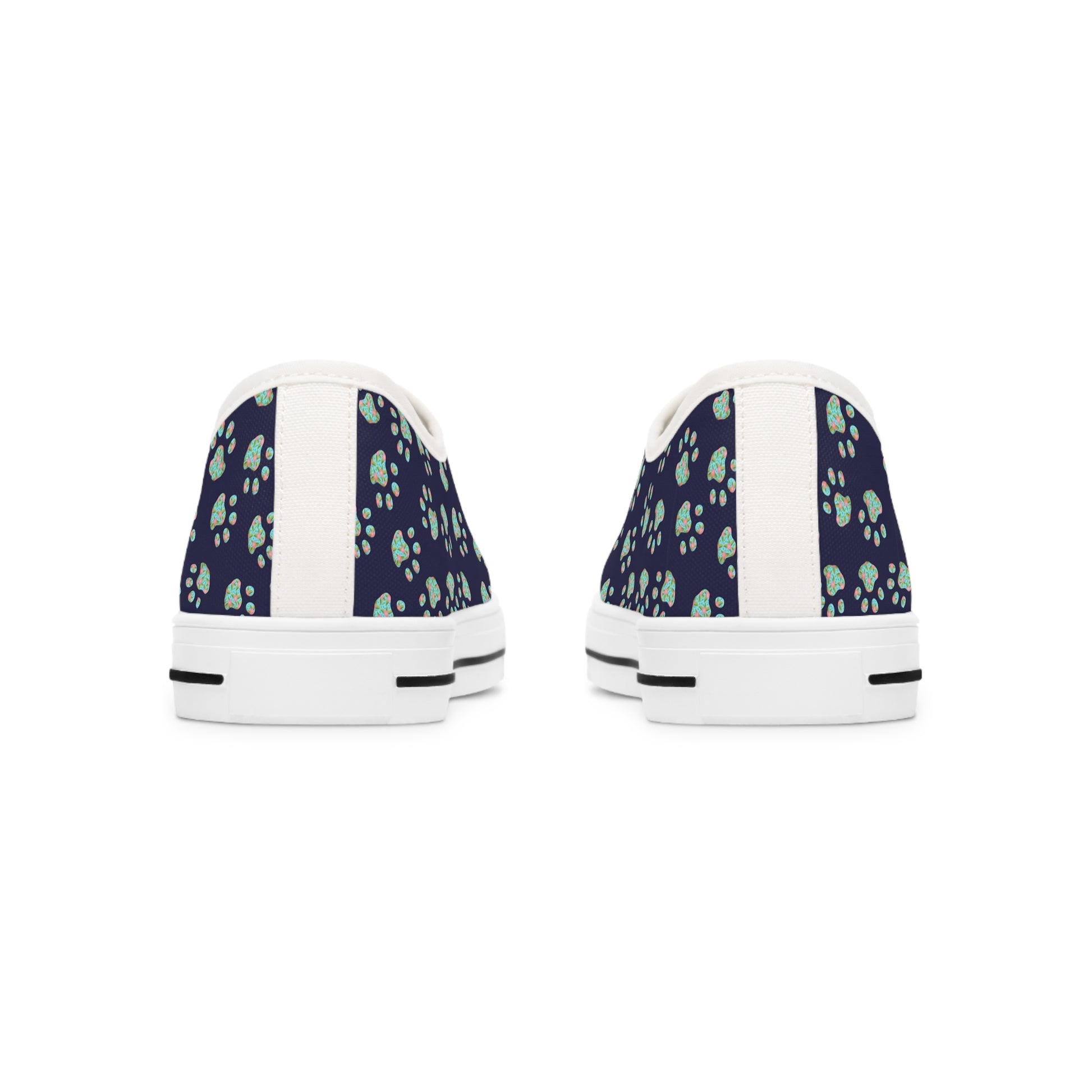 Floral Paw Print Women's Low Top Sneakers