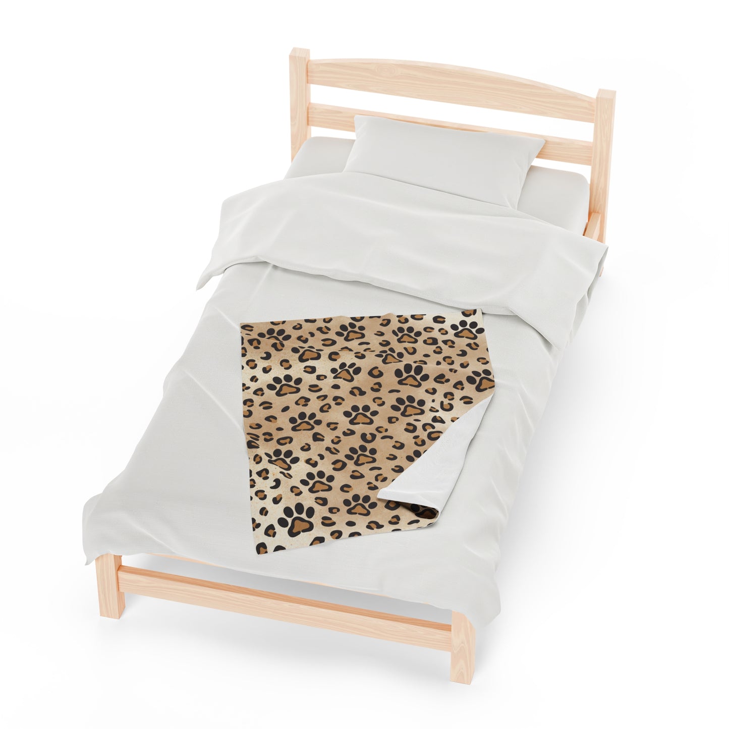 Leopard Paw Print Velveteen Plush Blanket