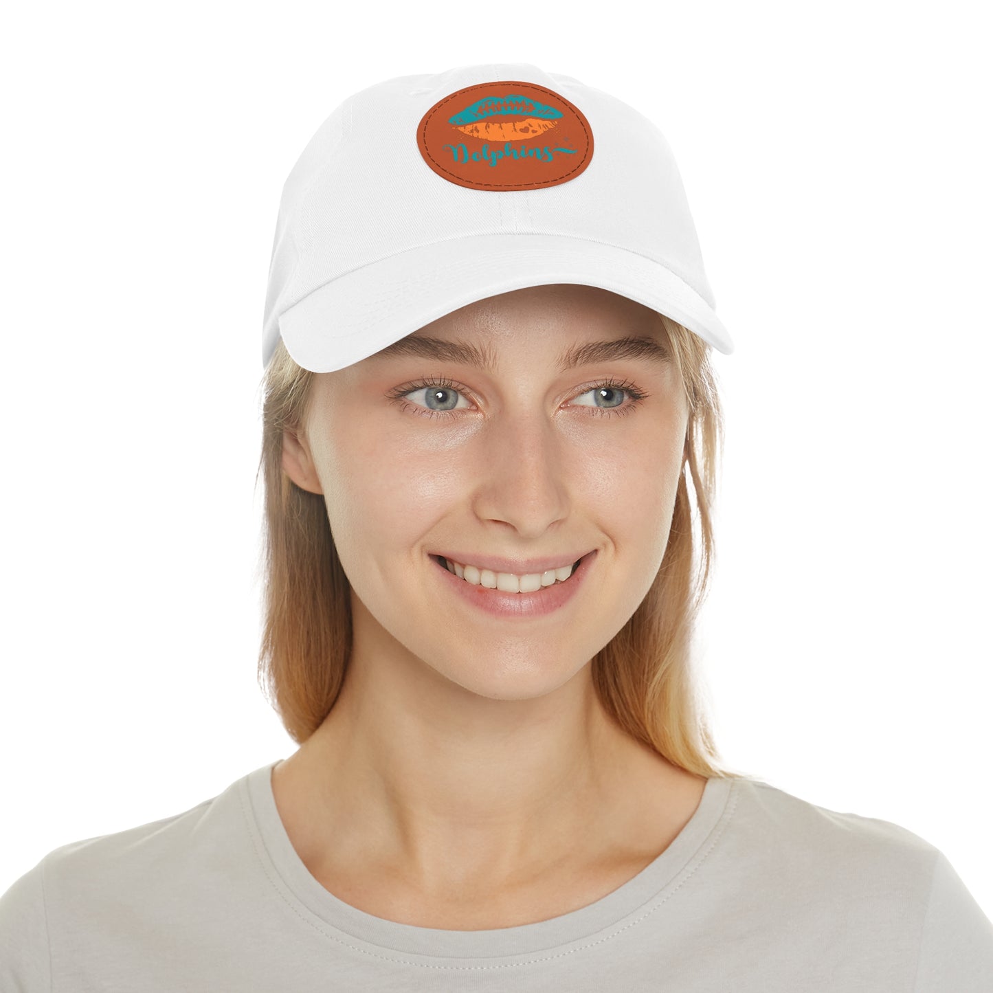 Miami Dolphin Hat with Leather Patch (Round)