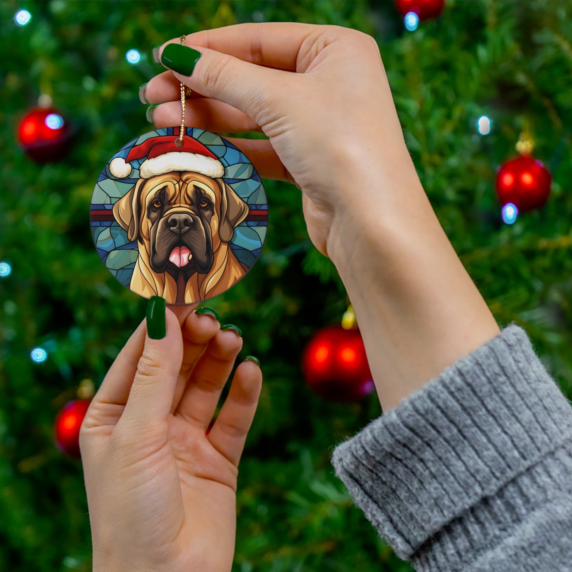 Mastiff Ceramic Ornament, 1-Pack Circle One Size