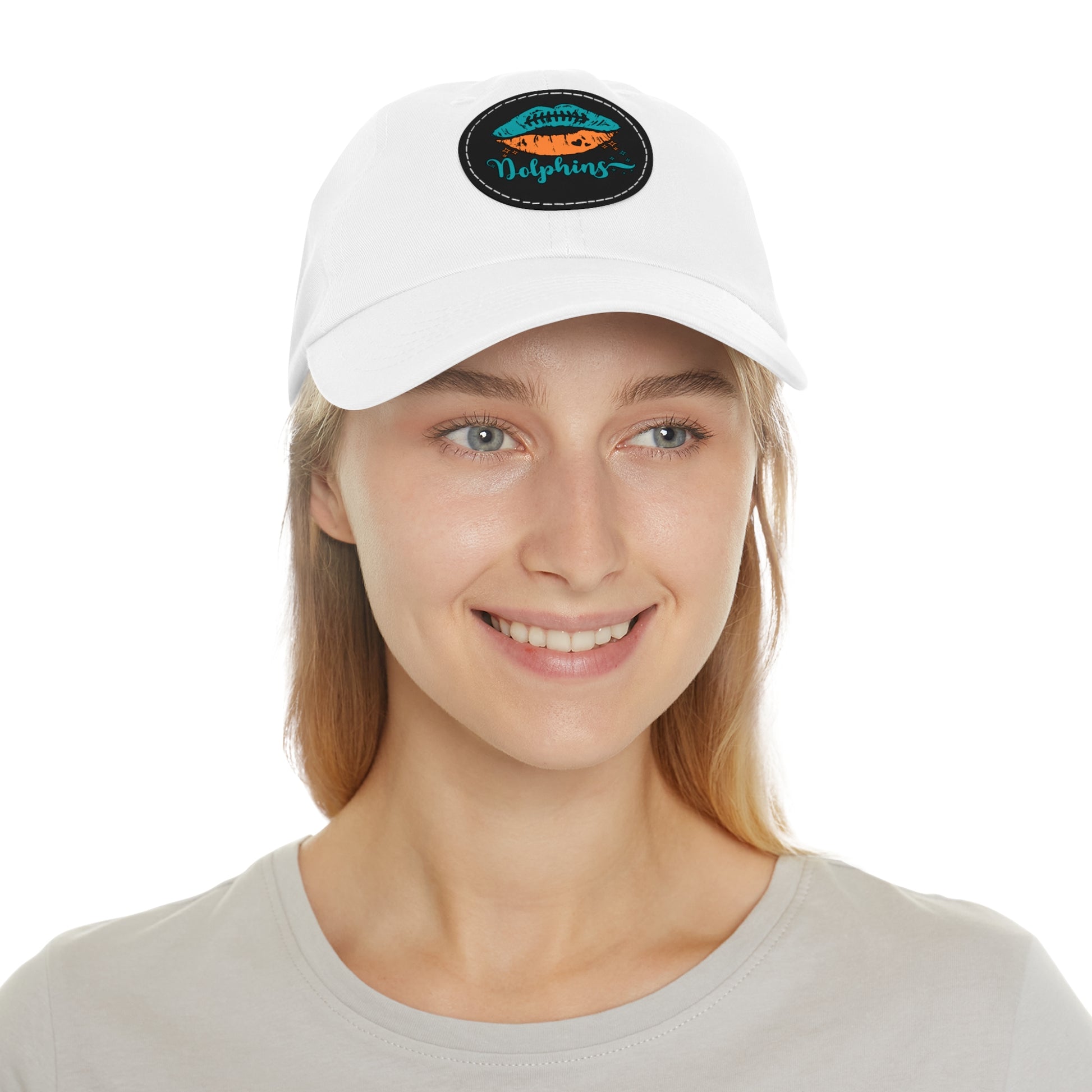 Miami Dolphin Hat with Leather Patch (Round)