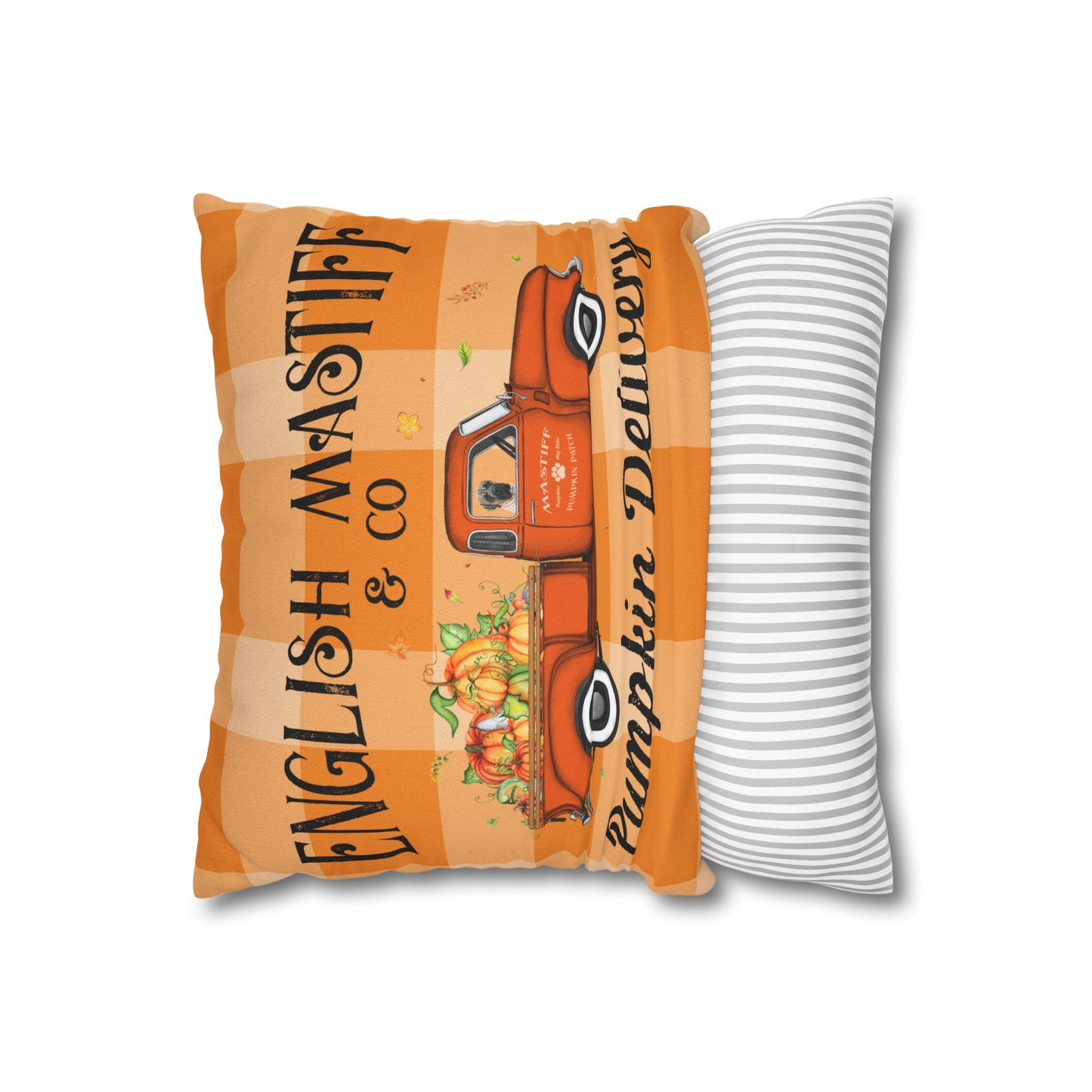 Plaid EM Pumpkin Spun Polyester Square Pillowcase