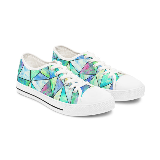 Stained Glass Women's Low Top Sneakers White sole