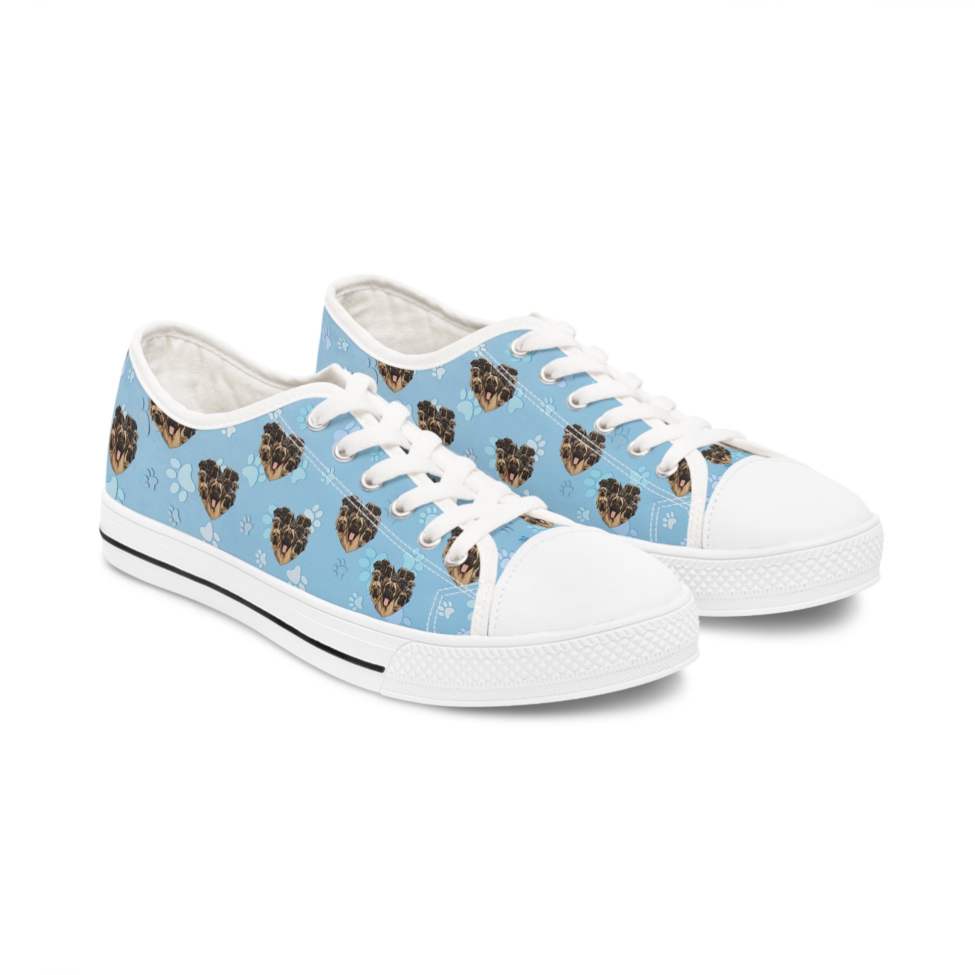 English Mastiff Heart Women's Low Top Sneakers White sole