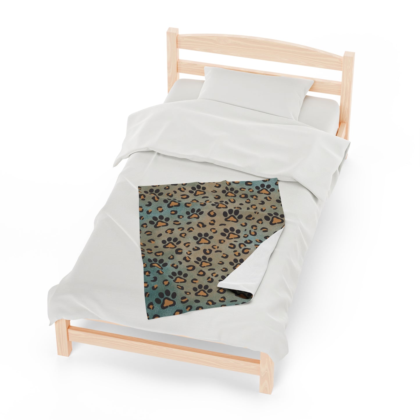 Leopard Paw Print Velveteen Plush Blanket *2 30" × 40"