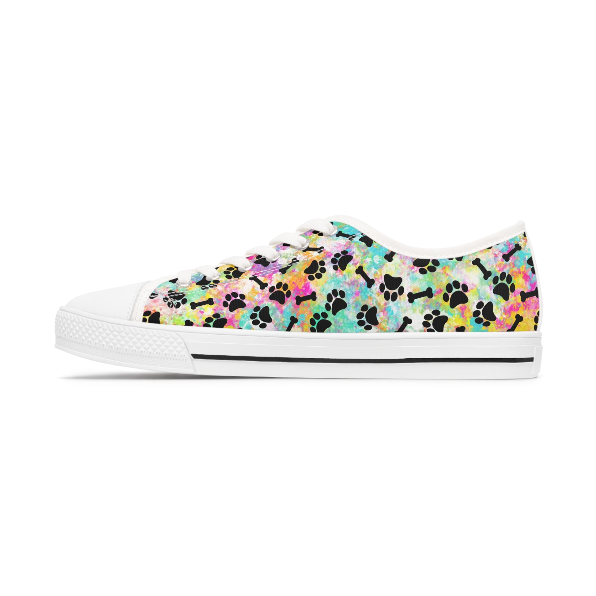 Rainbow Paw Prints & Bones Women's Low Top Sneakers