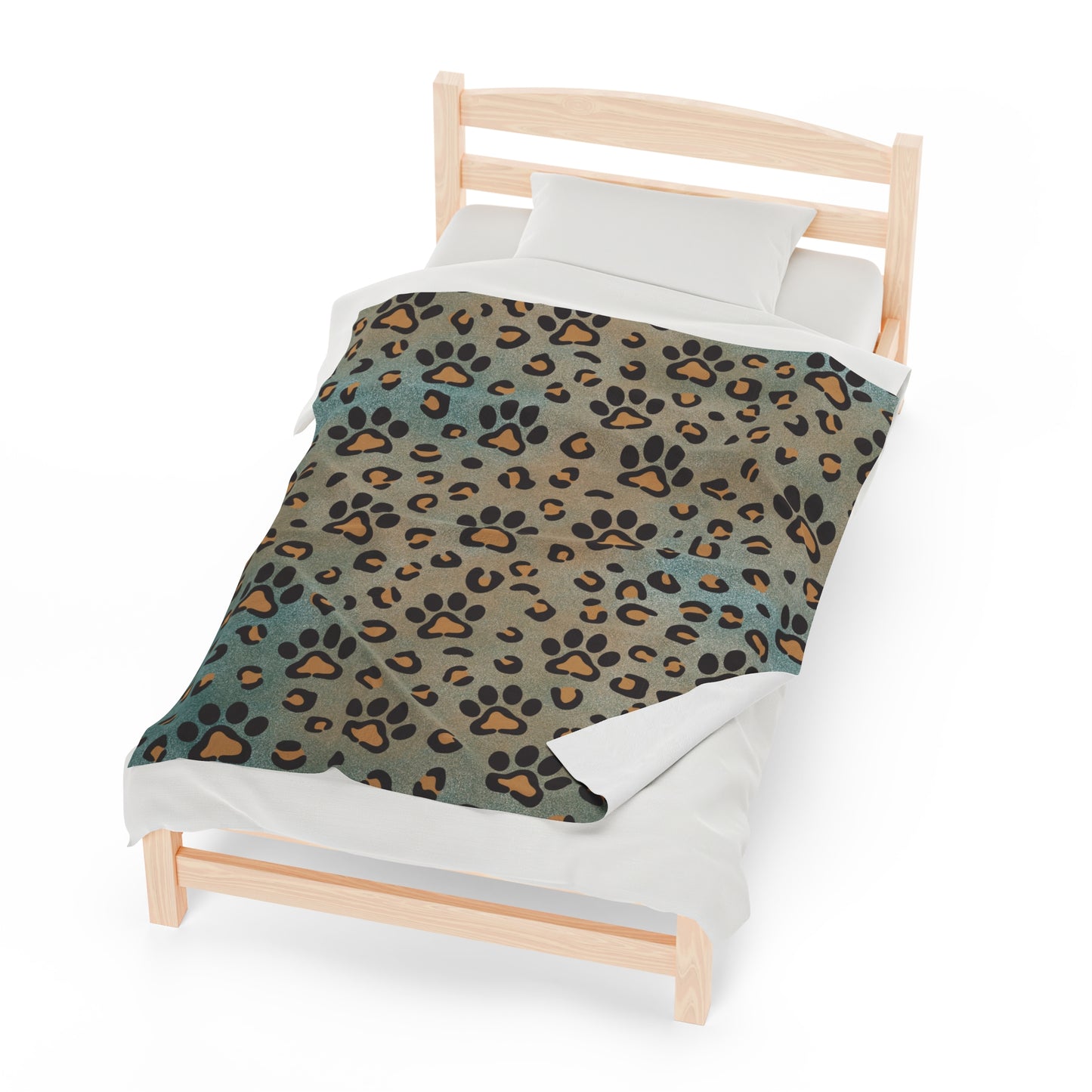 Leopard Paw Print Velveteen Plush Blanket *2 50" × 60"