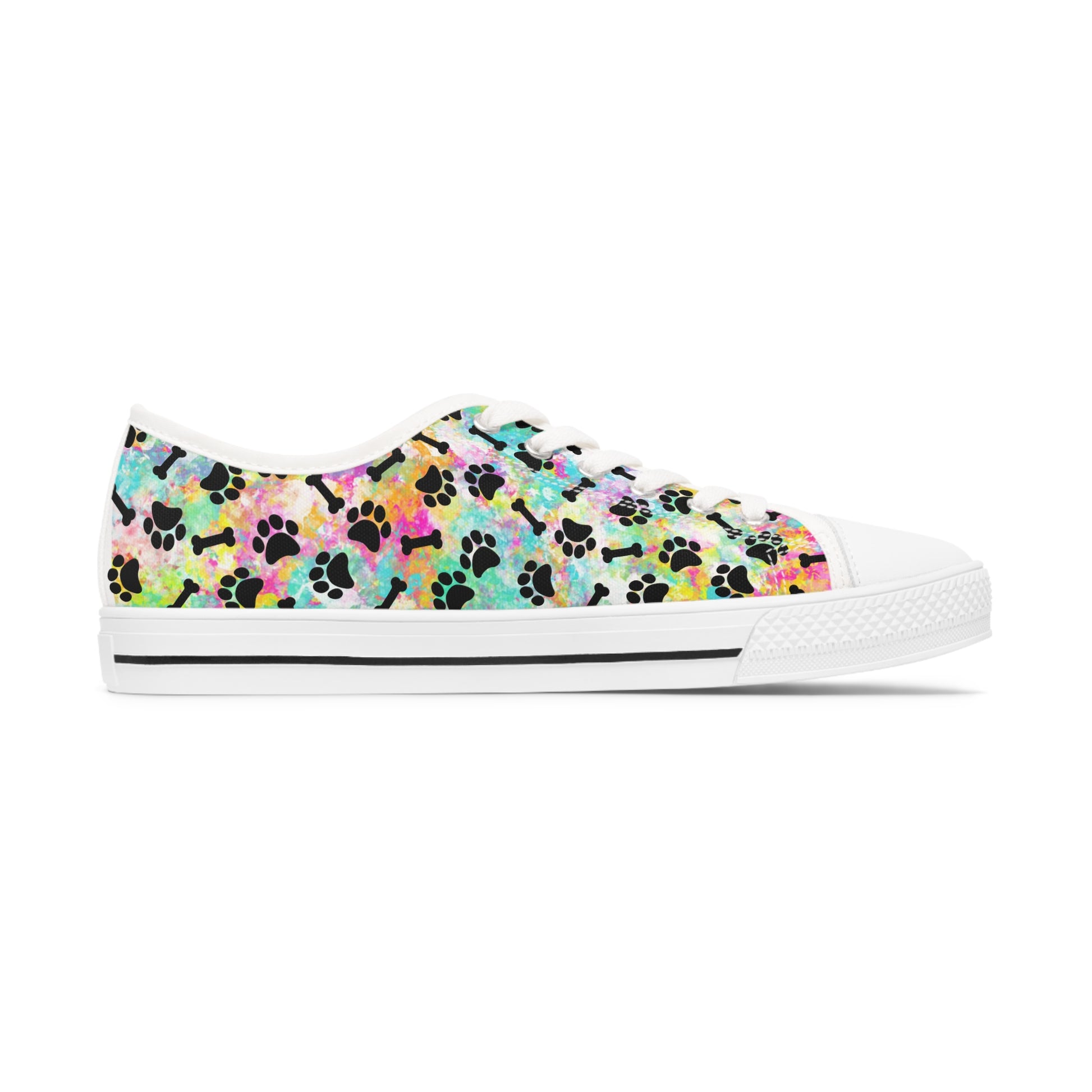 Rainbow Paw Prints & Bones Women's Low Top Sneakers