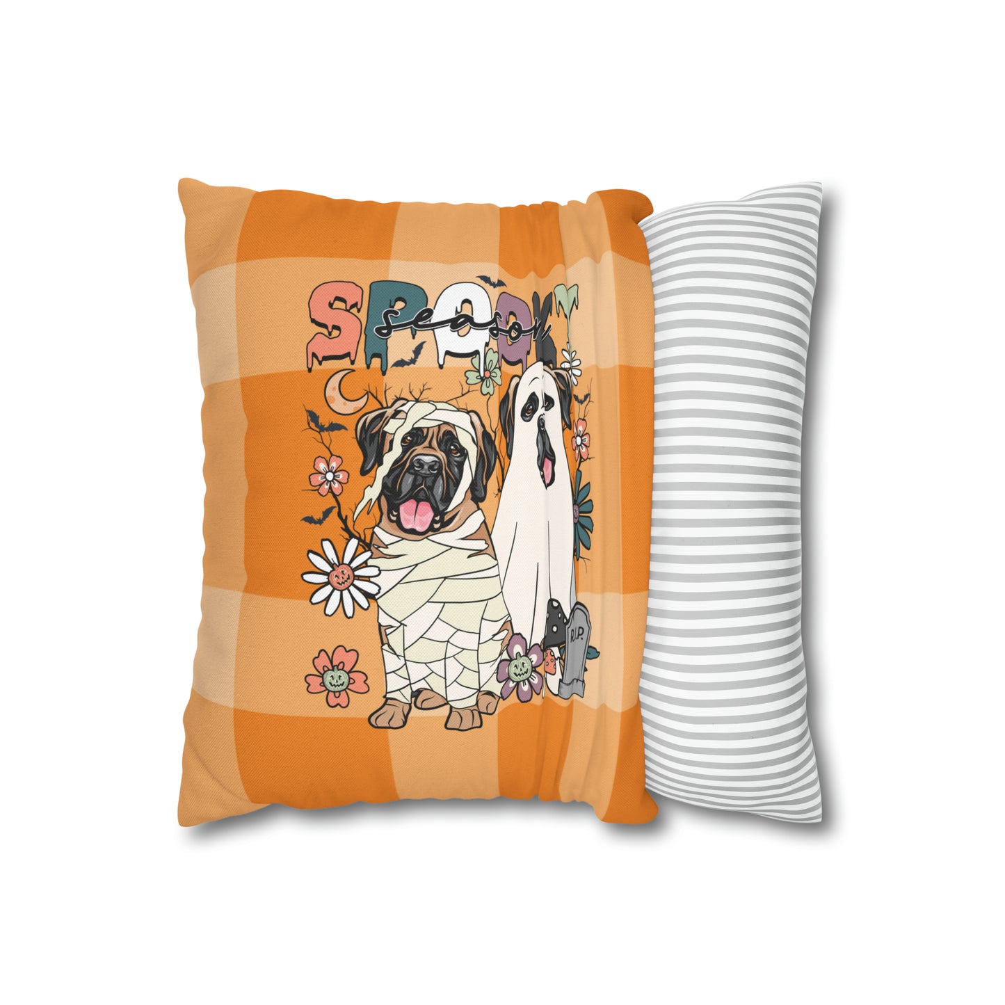 Halloween Mastiff Spun Polyester Square Pillow Case