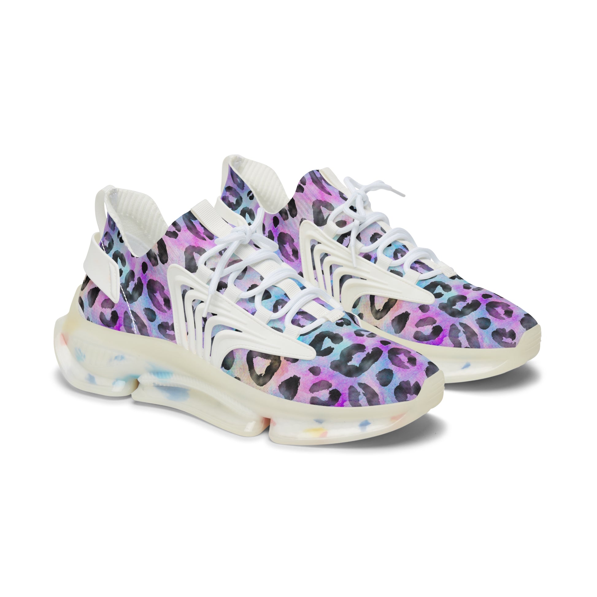 Purple Leopard Women's Mesh Sneakers White sole