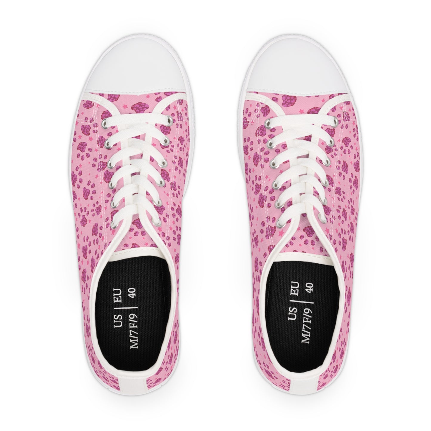 Pink Paw Print Women's Low Top Sneakers