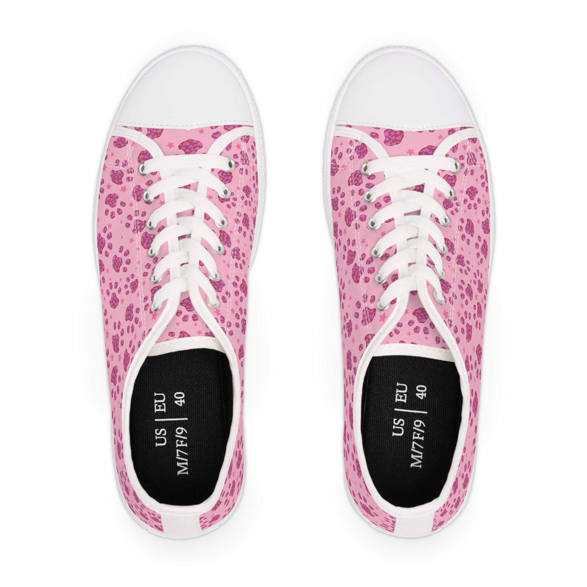 Pink Paw Print Women's Low Top Sneakers