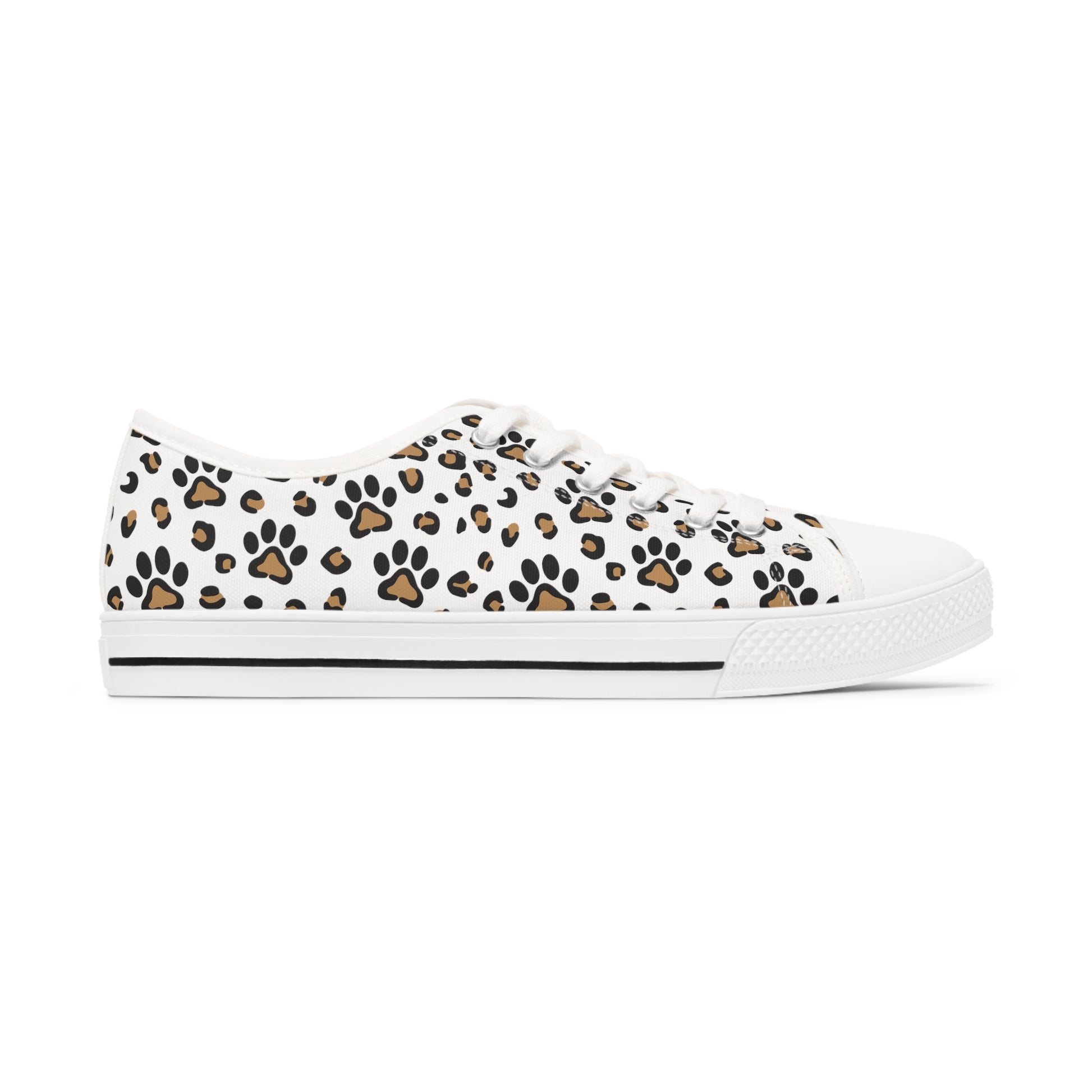 Leopard Paw Print Women's Low Top Sneakers