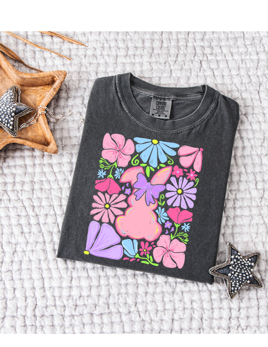 Bunny / Flowers Comfort Colors Pepper T Shirt