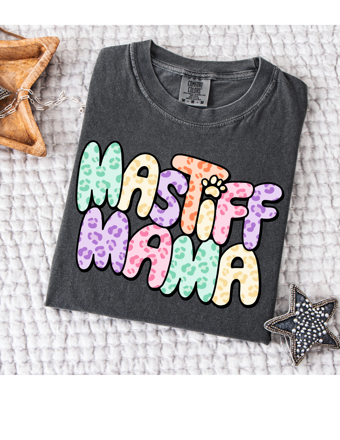 Mastiff Mama Cheetah Pastel Comfort Colors Pepper T Shirt