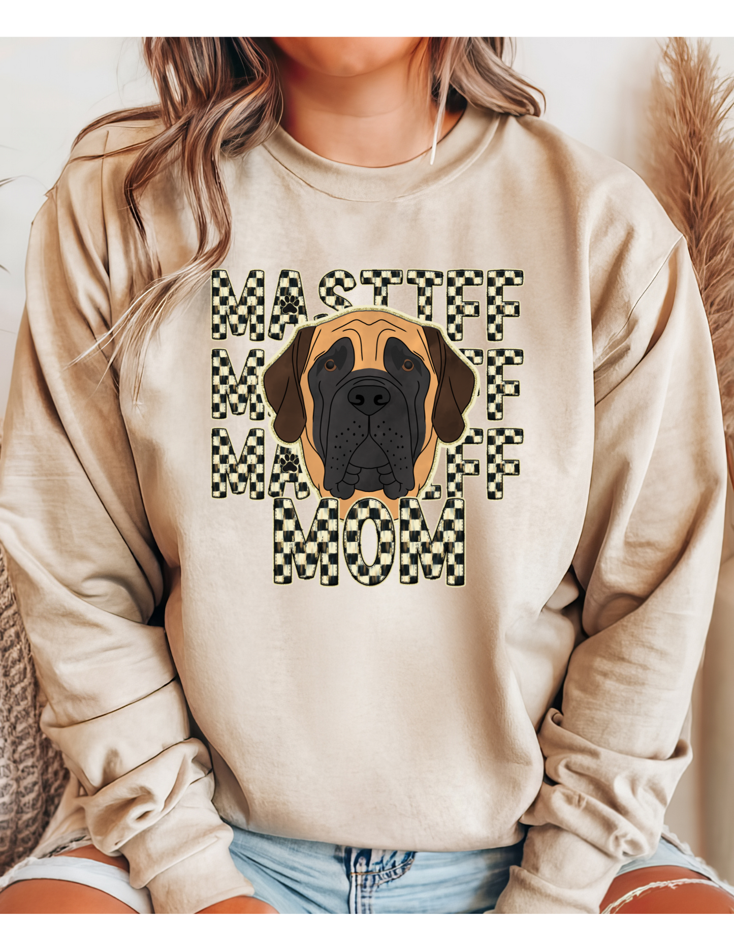 Mastiff Mom Checked Paw