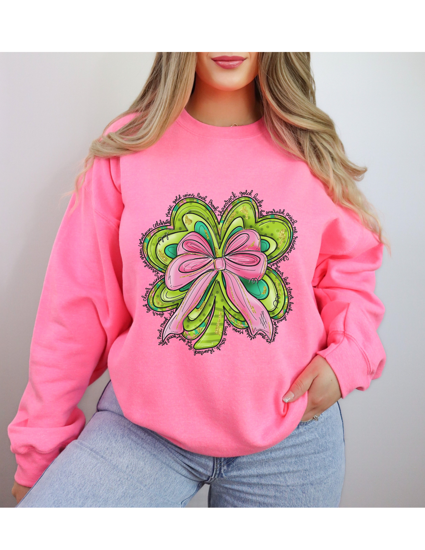 Pink Bow Shamrock T Shirt / Sweatshirt