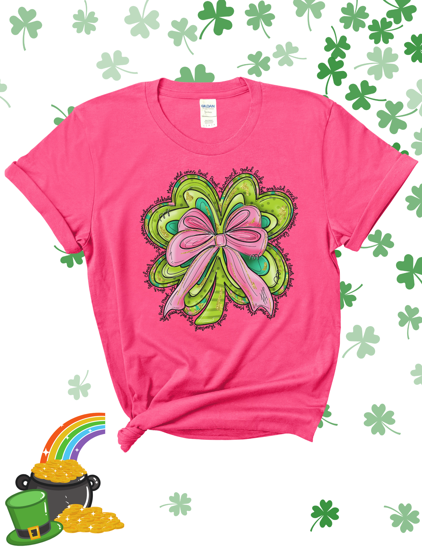 Pink Bow Shamrock T Shirt / Sweatshirt