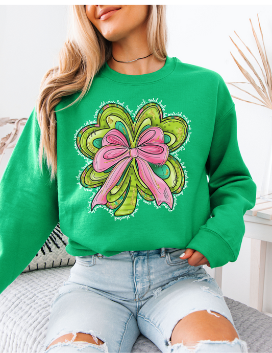 Pink Bow Shamrock T Shirt / Sweatshirt
