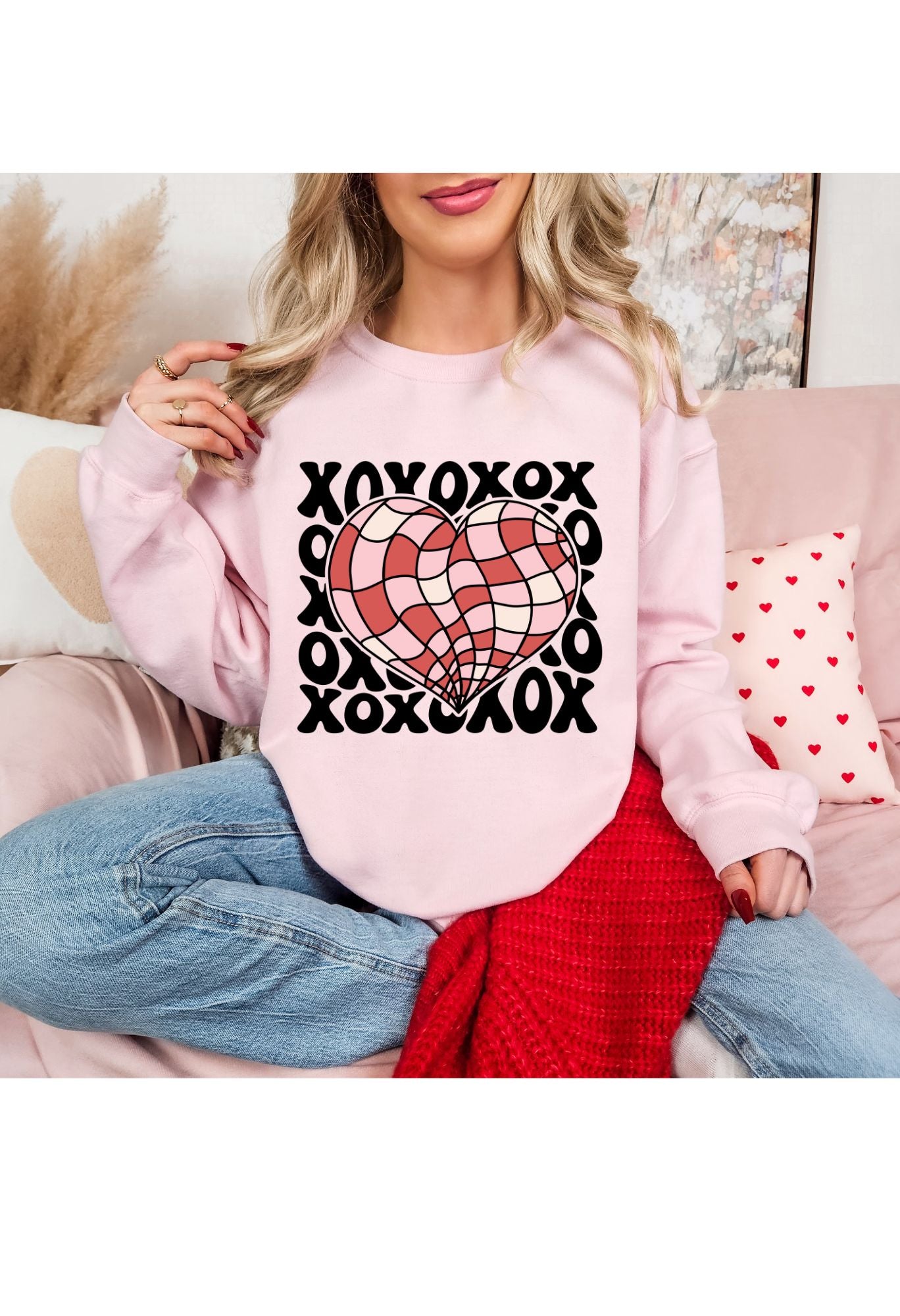 XOXO Heart Checkered Sweatshirt/T Shirt