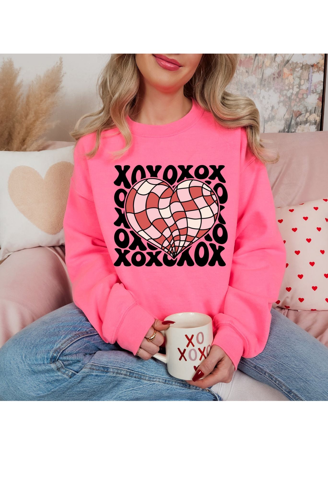 XOXO Heart Checkered Sweatshirt/T Shirt