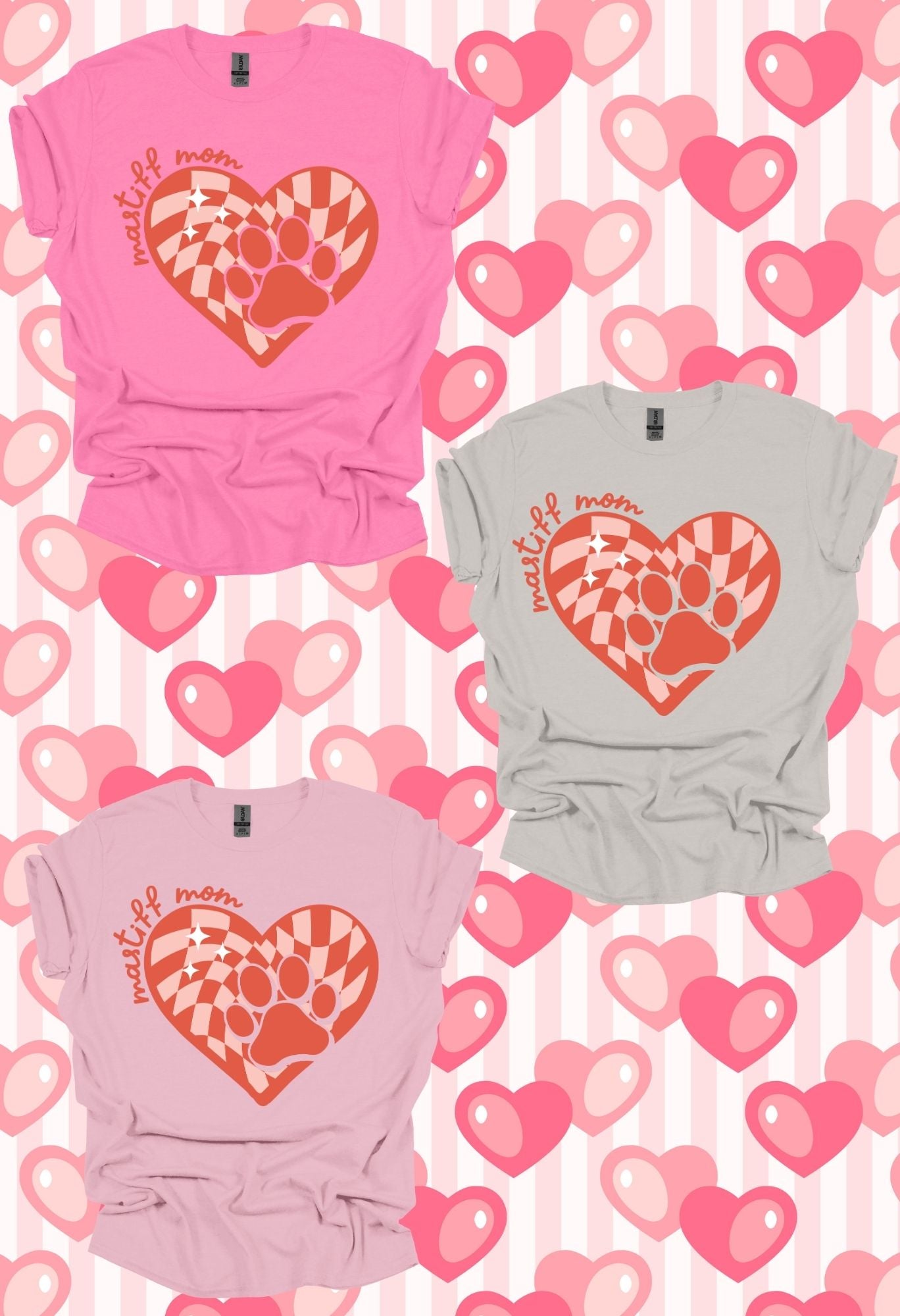 Mastiff Mom Checkered Heart Sweatshirt/T Shirt