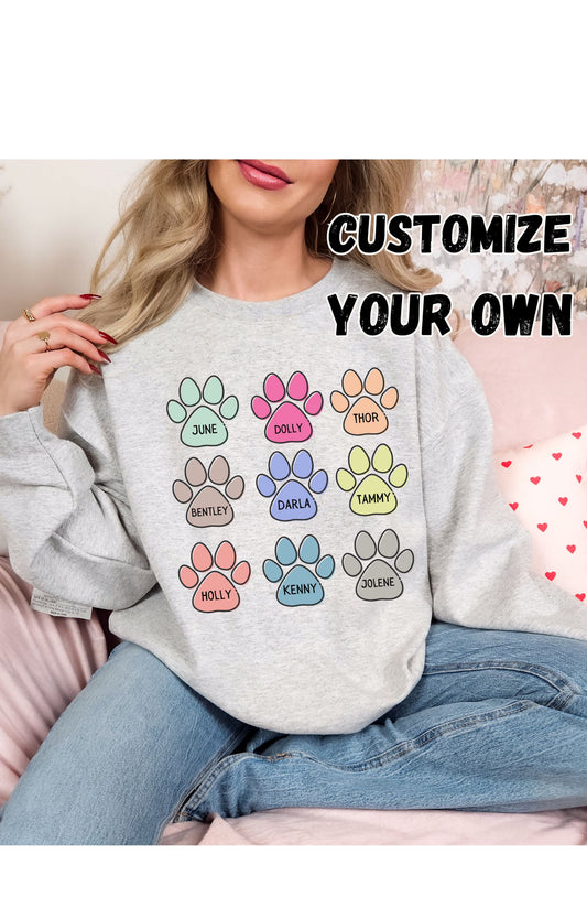 Custom Paw Prints Sweatshirt/T Shirt