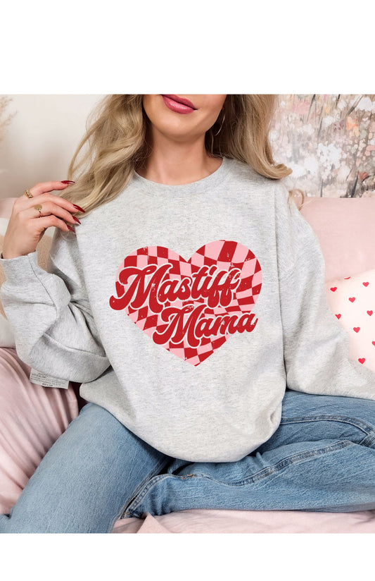 Mastiff Mama Heart Checkered Sweatshirt/T Shirt