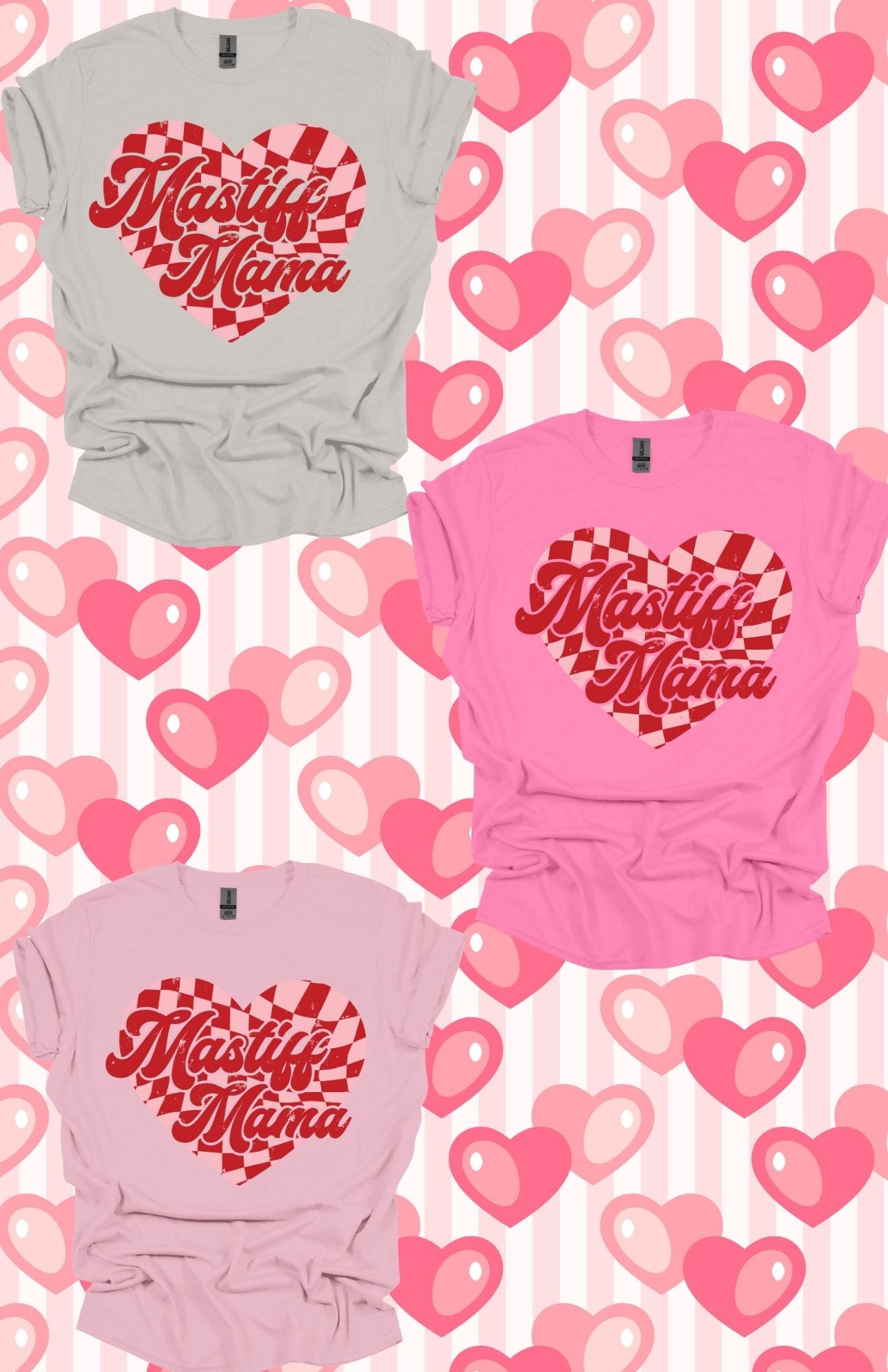 Mastiff Mama Heart Checkered Sweatshirt/T Shirt