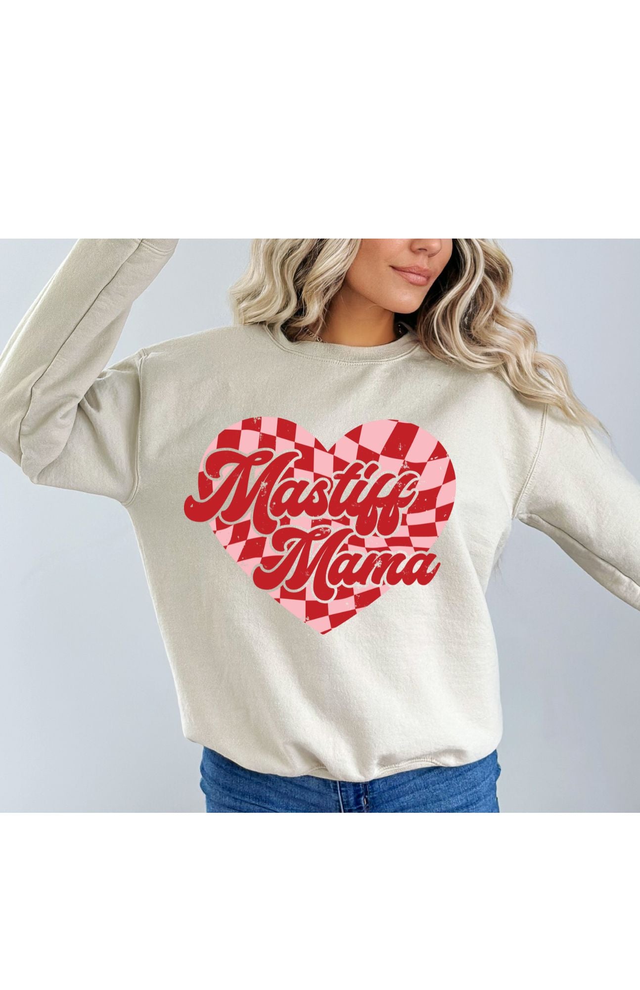 Mastiff Mama Heart Checkered Sweatshirt/T Shirt