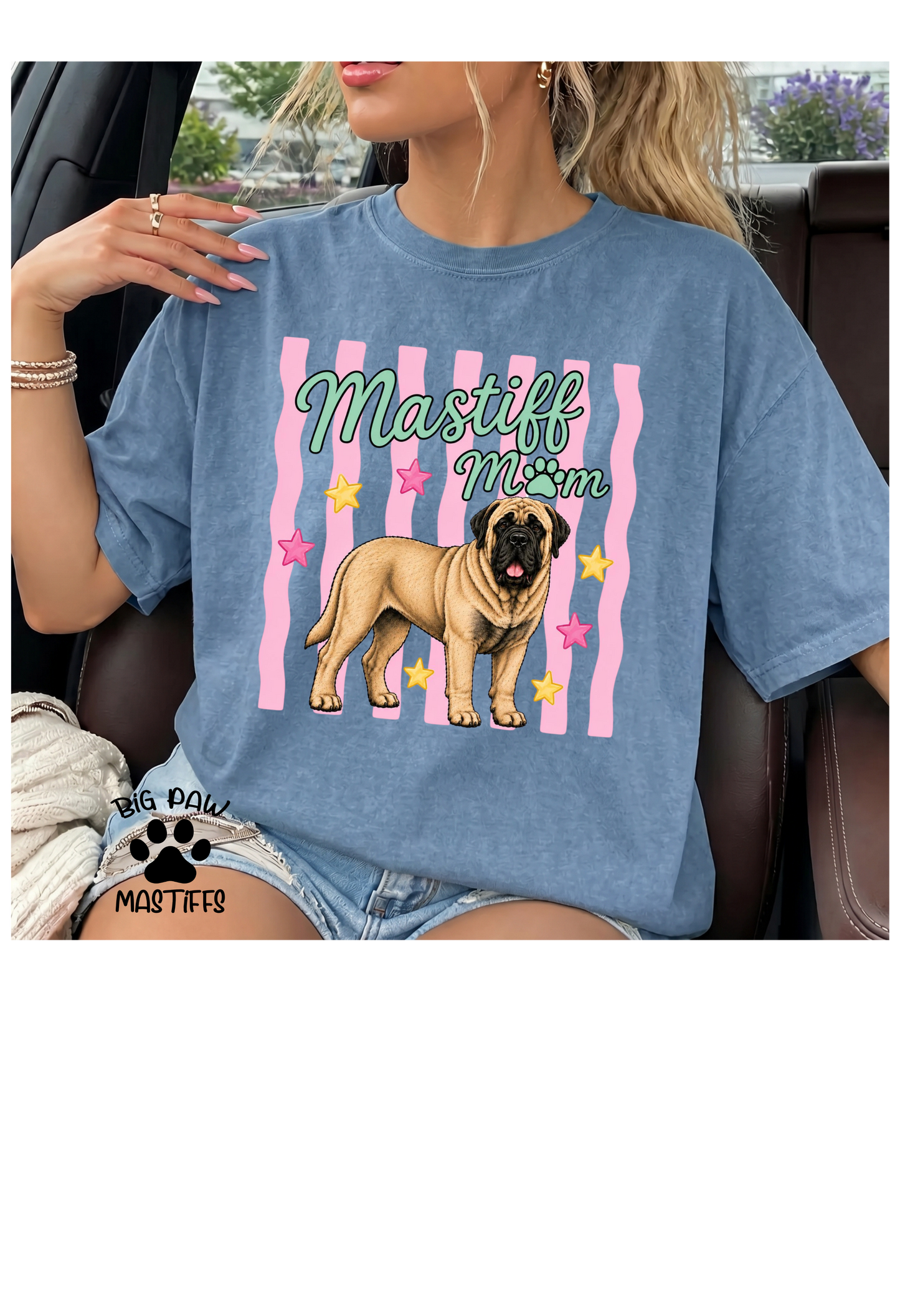 Mastiff Mom Stripes Comfort Colors