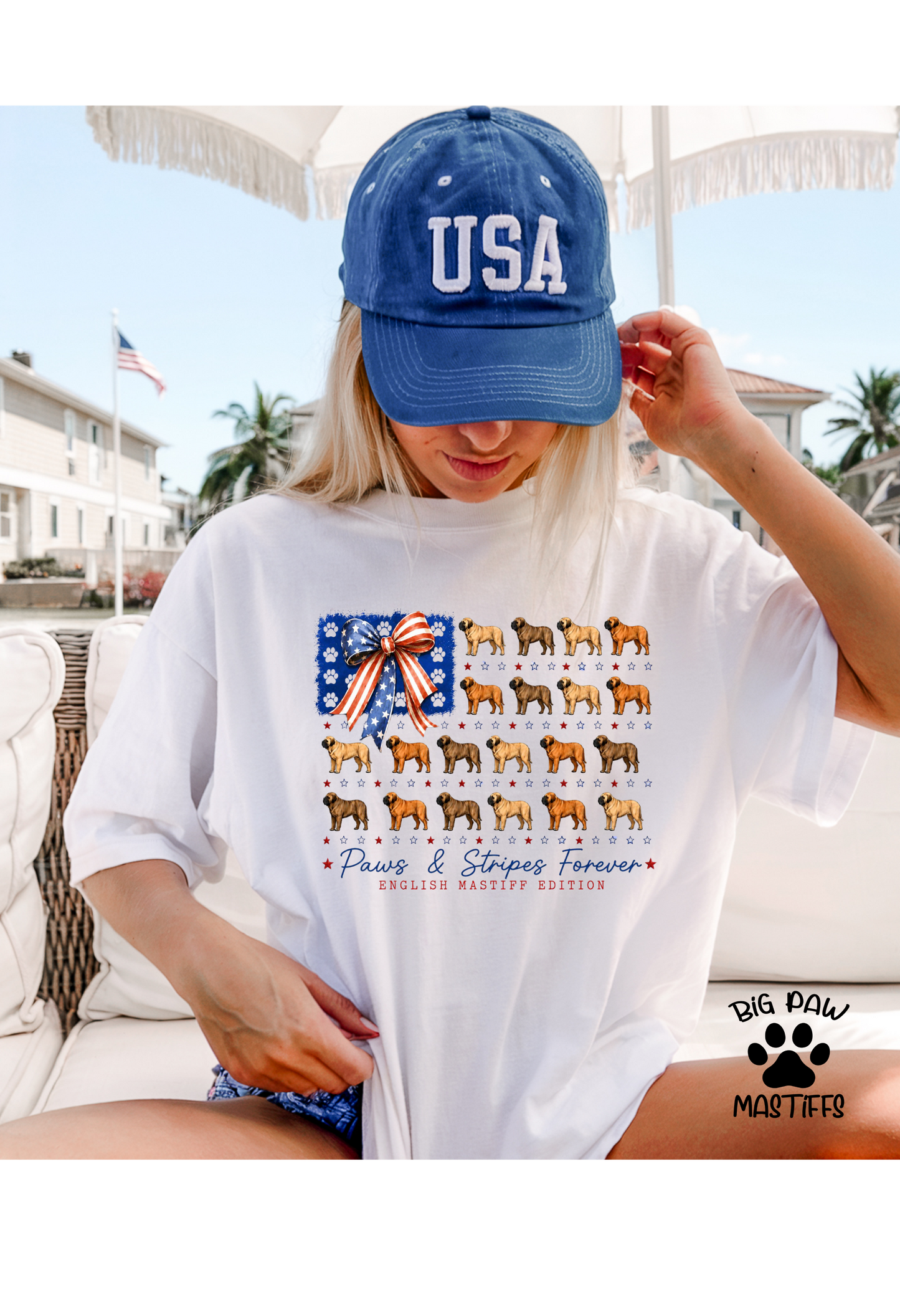 Paws & Stripes Color Mastiff Flag