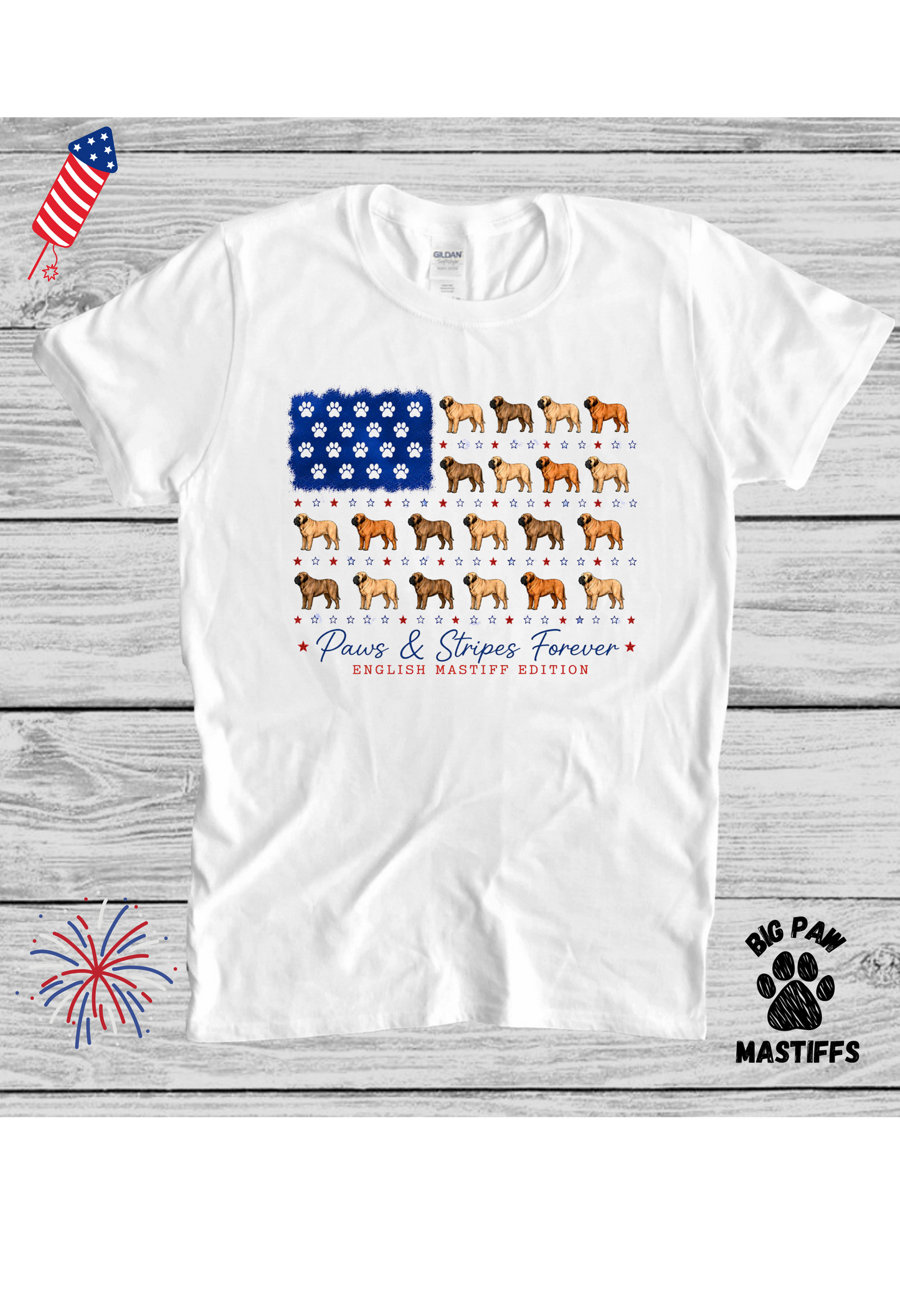 Paws & Stripes Color Mastiff Flag