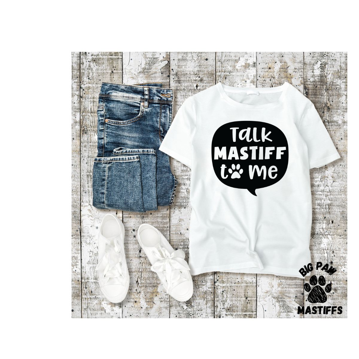 Talk Mastiff To Me T-Shirt (Sand/White Option)