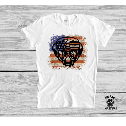 Mastiff with sunglasses Flag T-Shirt