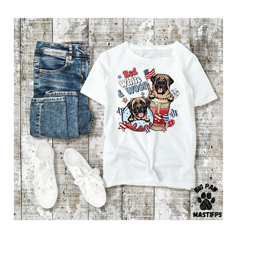 Red, White & Woof T-Shirt (Sand/White Option)