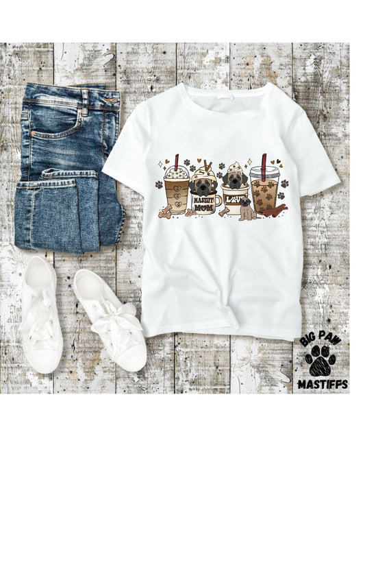 Mastiff Mom Coffee T-Shirt (Sand/White Option)