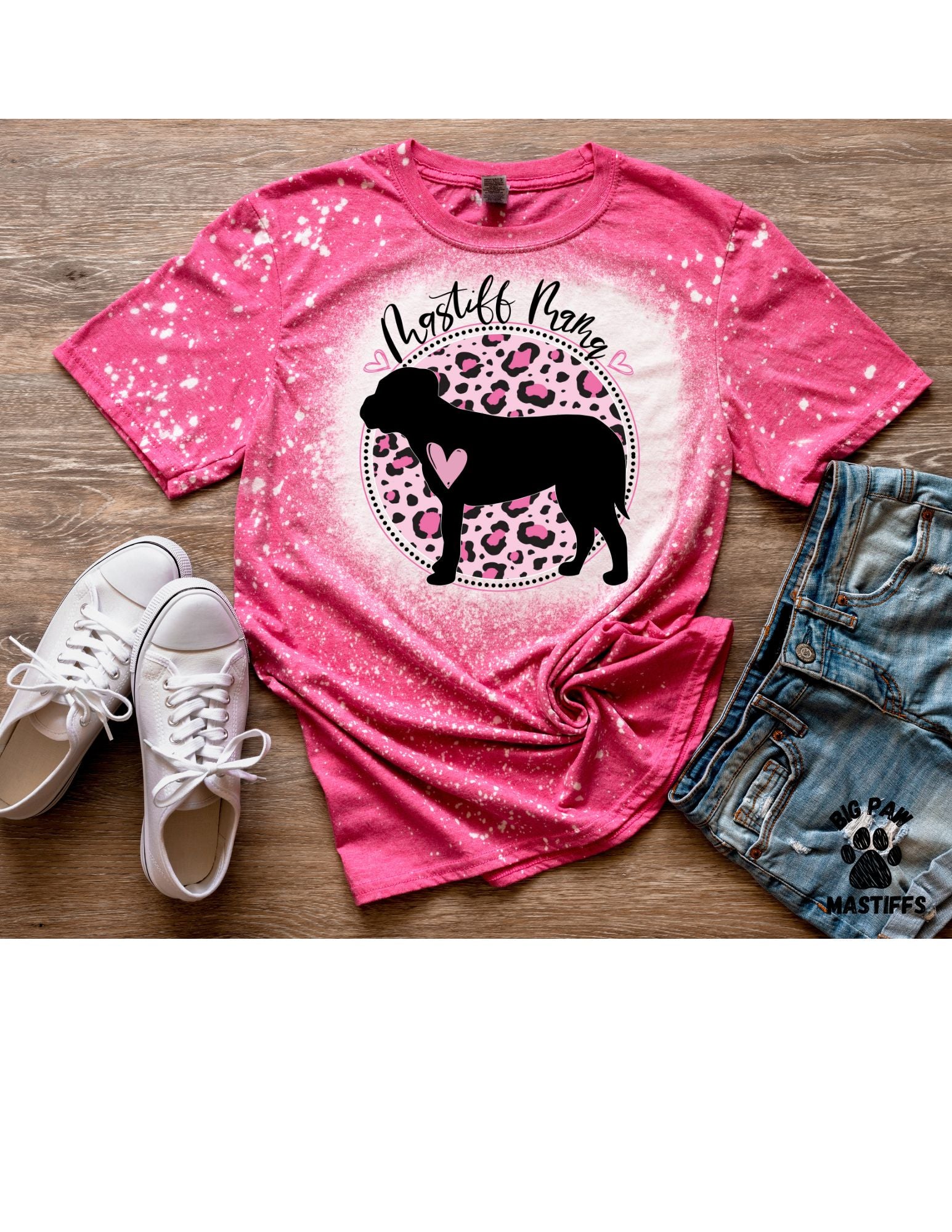 Mastiff Mom (pink) Bleached T-Shirt