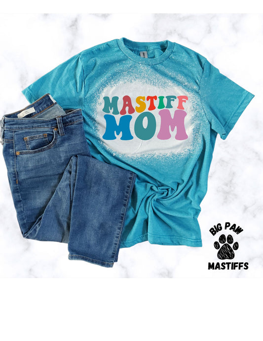 Mastiff Mom (blue) Bleached T-Shirt