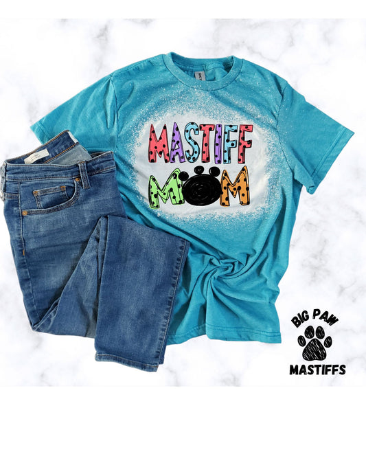 Mastiff Mom (blue) Bleached T-Shirt