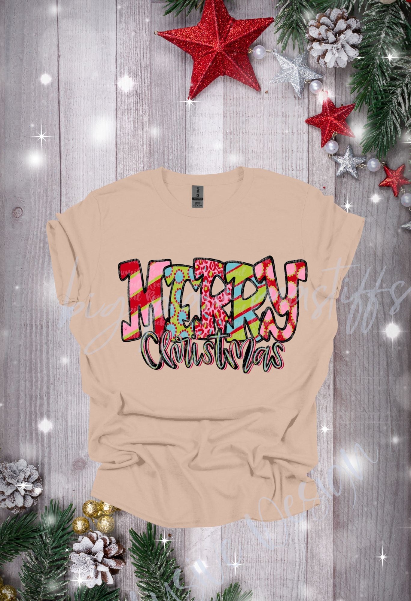 Merry Christmas Doodle Pattern T Shirt/Sweatshirt