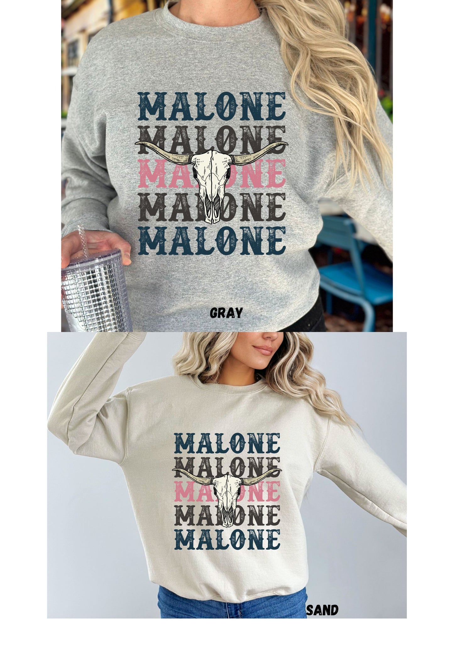 Malone Stacked w/ skull T-Shirt/ Sweatshirt