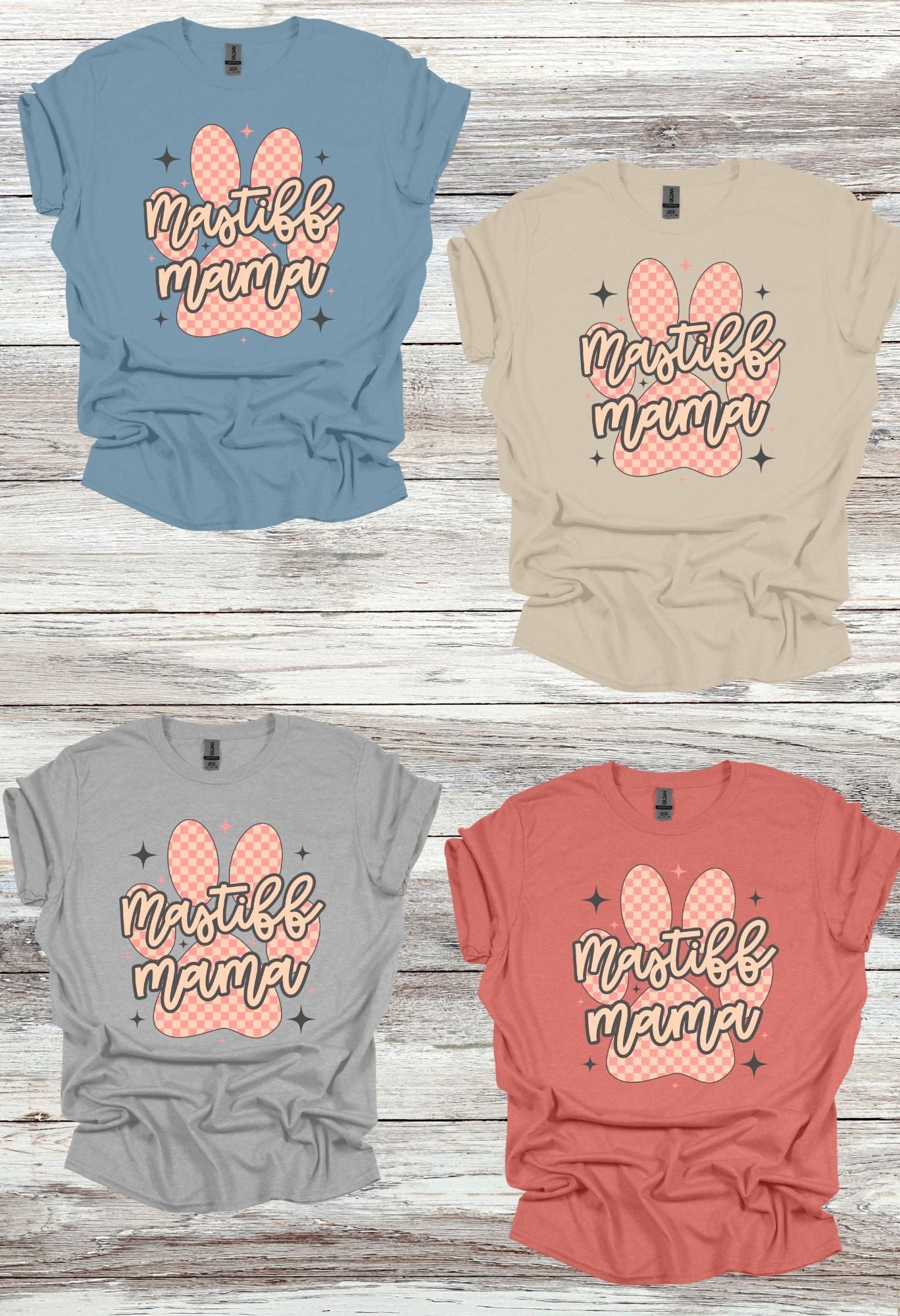 Mastiff Mama Checkered Paw T Shirt