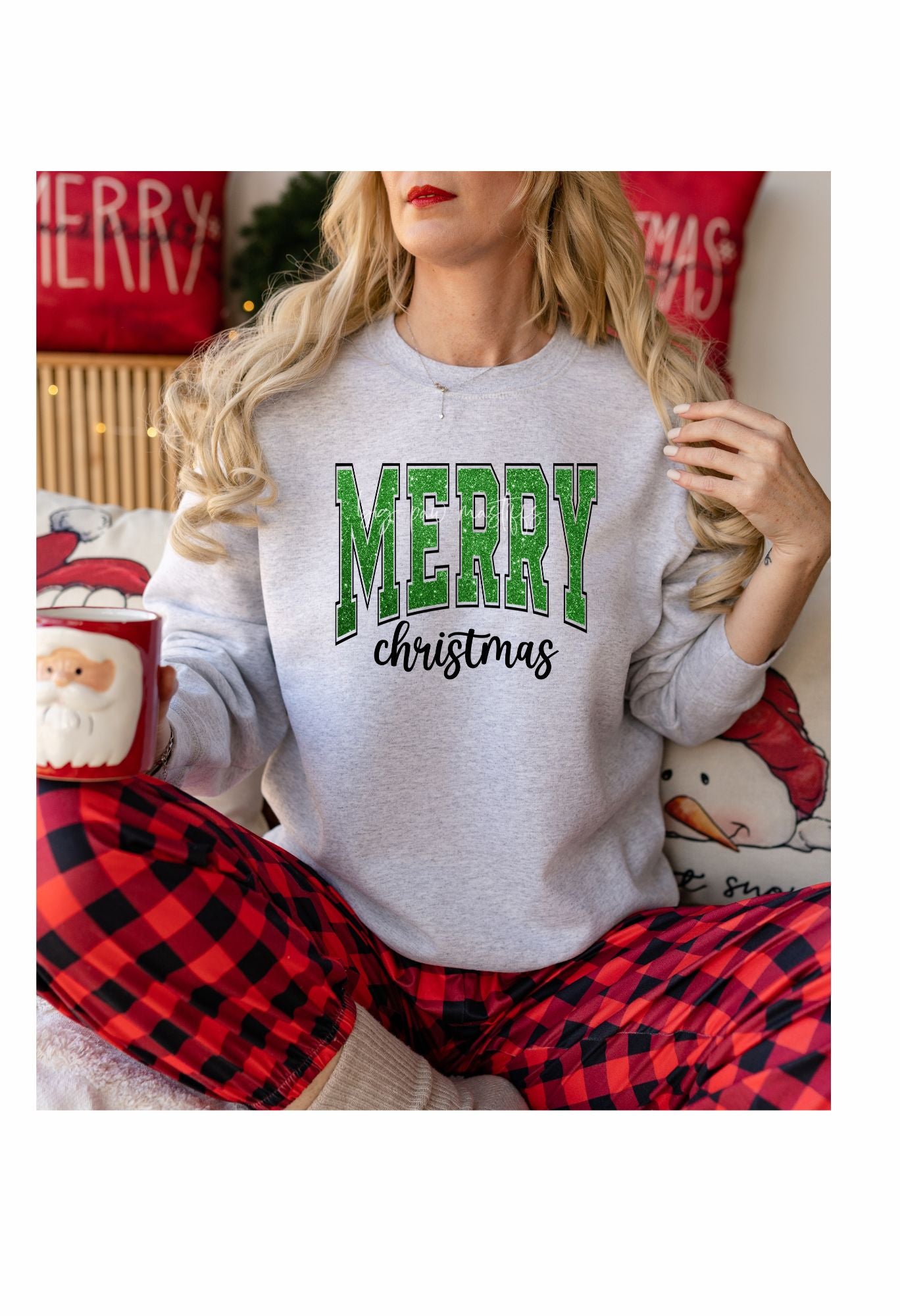 Merry Christmas Green Glitter T Shirt/Sweatshirt