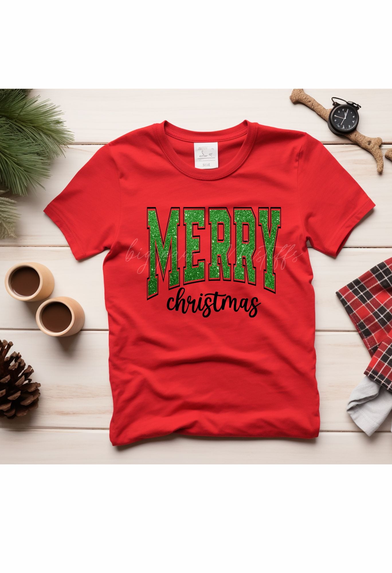 Merry Christmas Green Glitter T Shirt/Sweatshirt